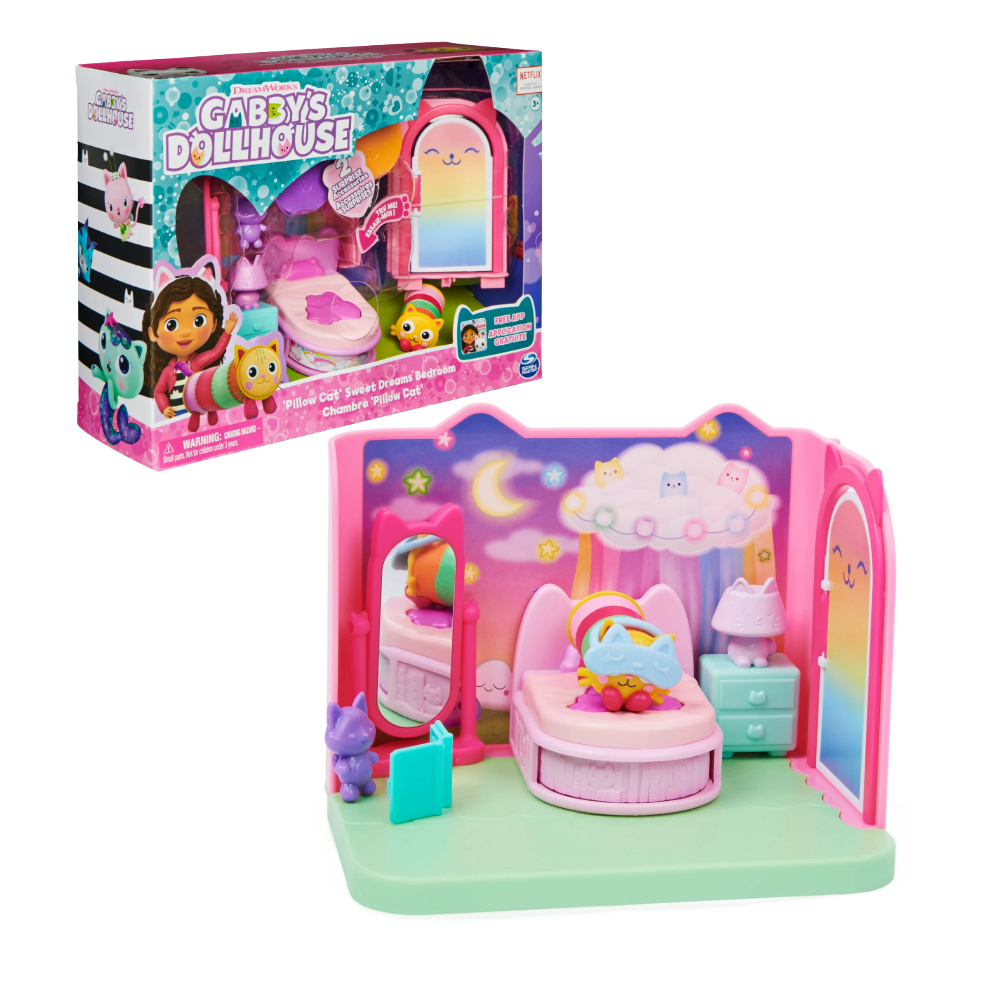 Gabby's Dollhouse spavaonica za kuću lutaka set prikaz ambalaže i dječje igračke