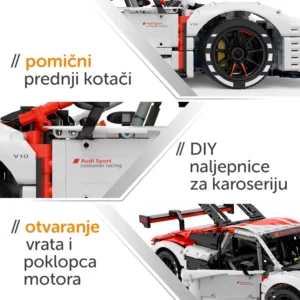 Rastar 1:8 Audi R8 veliki set kockica za sastavljanje vozila